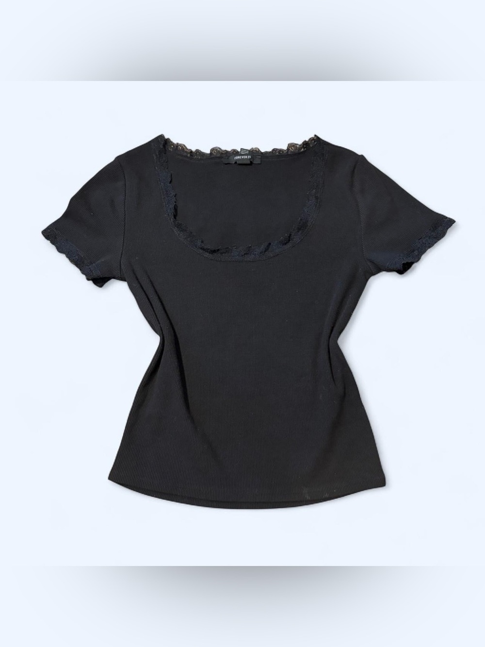 Goth Black Lace Ribbed Top by Forever 21!